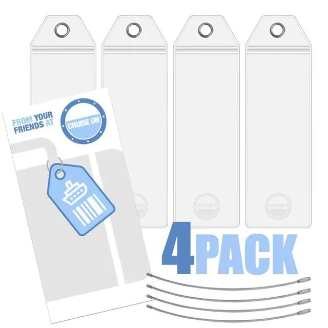 Alt view image 4 of 7 - Celebrity Cruise Luggage Tag Holder (4 Pack) Fits All Celebrity Ships & Tags, Clear Travel Essentials for 2026-2027, Durable Waterproof Cruise Ship Accessories