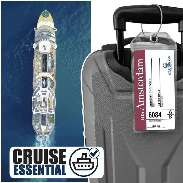 Alt view image 2 of 7 - Holland America Cruise Luggage Tag Holder (4 Pack), Fits All Holland America Ships & Tags, Waterproof, Clear & Durable, Cruise Essentials 2026-2027 for Smooth Travel