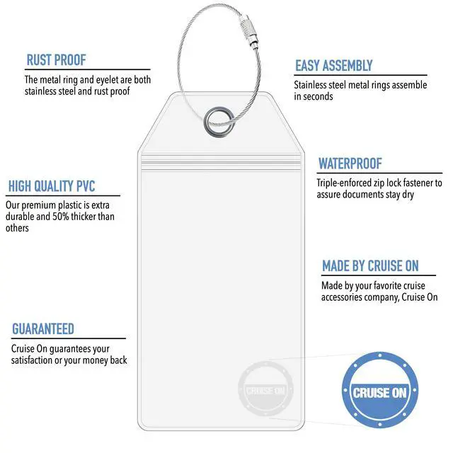 Alt view image 4 of 7 - Holland America Cruise Luggage Tag Holder (4 Pack), Fits All Holland America Ships & Tags, Waterproof, Clear & Durable, Cruise Essentials 2026-2027 for Smooth Travel