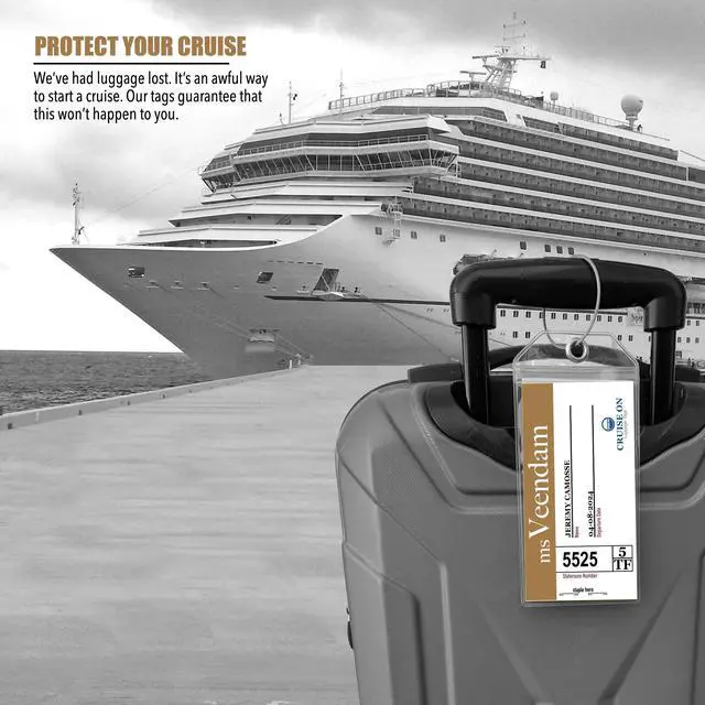 Alt view image 7 of 7 - Holland America Cruise Luggage Tag Holder (4 Pack), Fits All Holland America Ships & Tags, Waterproof, Clear & Durable, Cruise Essentials 2026-2027 for Smooth Travel