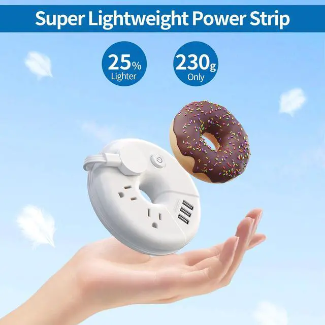 Alt view image 2 of 7 - Travel Power Strip, Cruise Approved Power Strip, Portable Power Strip Flat Plug - 3 Outlets with 3 USB Ports, 4 ft Travel Extension Cord for Cruise Accessories Must Haves, Travel Essentials