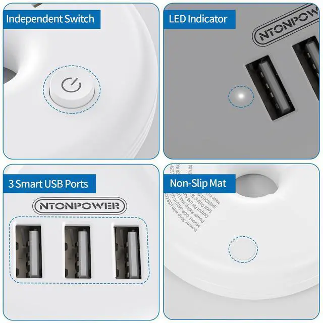 Alt view image 5 of 7 - Travel Power Strip, Cruise Approved Power Strip, Portable Power Strip Flat Plug - 3 Outlets with 3 USB Ports, 4 ft Travel Extension Cord for Cruise Accessories Must Haves, Travel Essentials