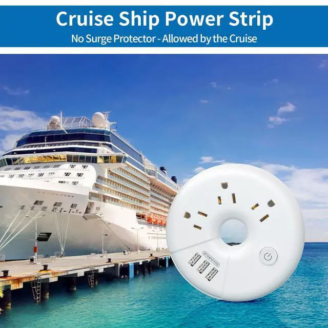 Alt view image 6 of 7 - Travel Power Strip, Cruise Approved Power Strip, Portable Power Strip Flat Plug - 3 Outlets with 3 USB Ports, 4 ft Travel Extension Cord for Cruise Accessories Must Haves, Travel Essentials