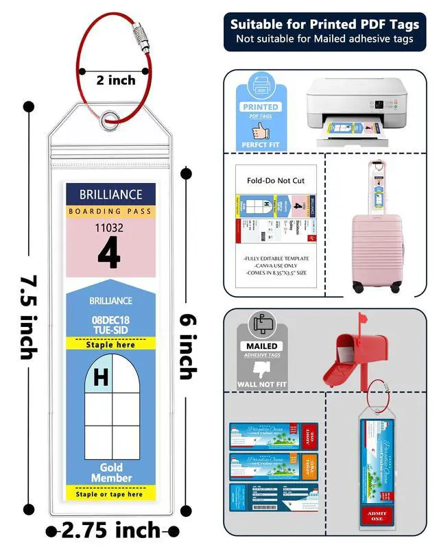 Alt view image 2 of 7 - 5 Pack Royal Caribbean Luggage Tag Holders, Travel Essentials for Cruise Ships, Clear Cruise Luggage Tags for Royal Caribbean & Celebrity Cruise, Cruise Essentials 20262027 (7.5 x 2.75 in)