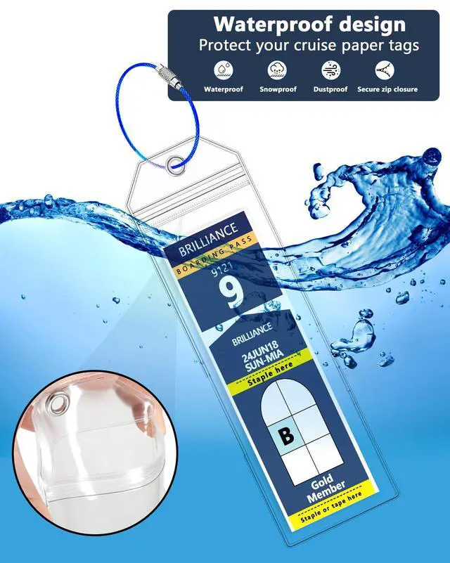 Alt view image 5 of 7 - 5 Pack Royal Caribbean Luggage Tag Holders, Travel Essentials for Cruise Ships, Clear Cruise Luggage Tags for Royal Caribbean & Celebrity Cruise, Cruise Essentials 20262027 (7.5 x 2.75 in)