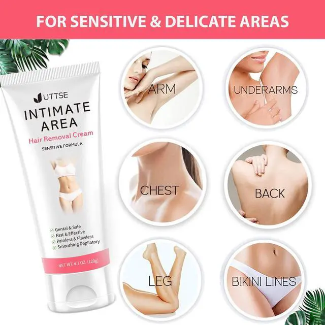 Alt view image 2 of 6 - Intimate/Private Hair Removal Cream for Women, for Unwanted Hair in Underarms, Private Parts, Pubic & Bikini Area, Painless Flawless Depilatory Cream, Sensitive Formula Suitable for All Skin Types