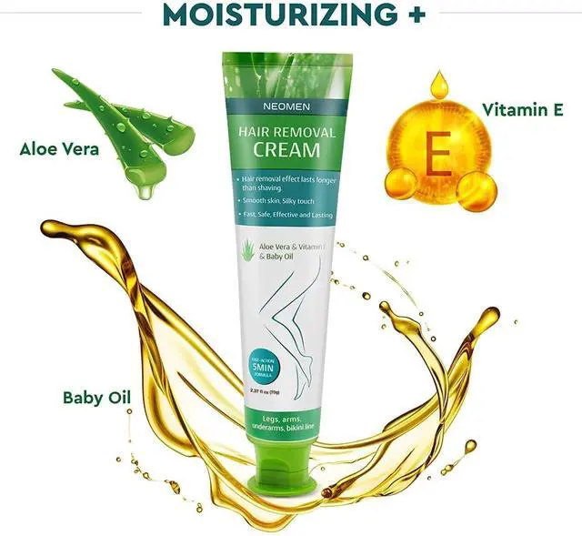 Alt view image 6 of 6 - Hair Removal Cream for Men & Women: Painless Depilatory for Sensitive Skin & Intimate Areas, Moisturizing with Aloe Vera & Vitamin E, Safe for Face, Underarms, Bikini, Arms (2.37 Fl Oz (Pack of 1))