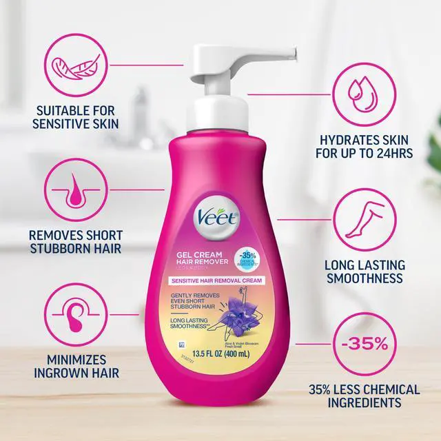 Alt view image 3 of 7 - Sensitive Skin Hair Removal Cream For Women, Painless Bikini Hair Removal Gel, Dermatologically Tested Depilatory Cream For Bikini Line, Legs, Arms, Underarms, 13.5 FL OZ Pump Bottle with Tool