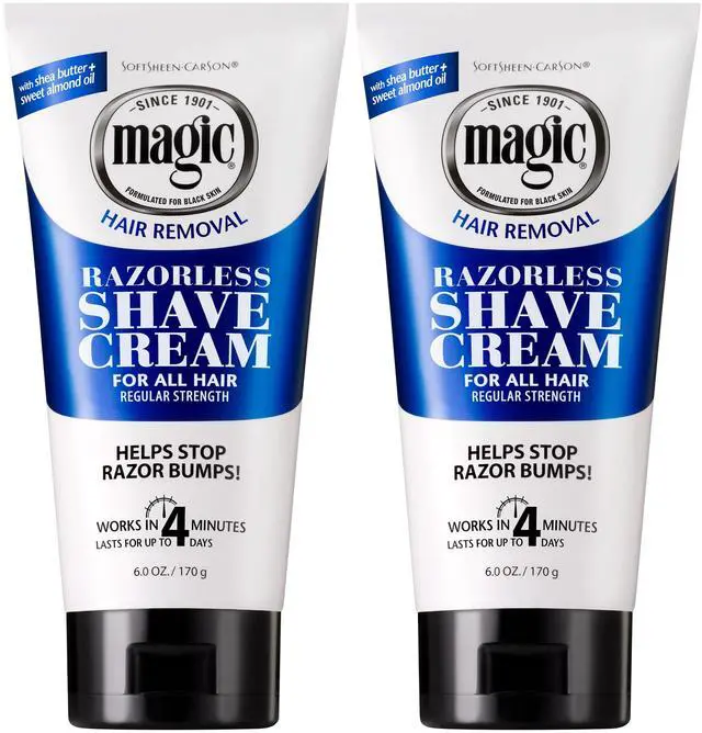 Main image of Carson Magic Razorless Shaving Cream, Depilatory Hair Removal Cream for Body Hair, Regular Strength, Works in 4 Minutes, 2 Count