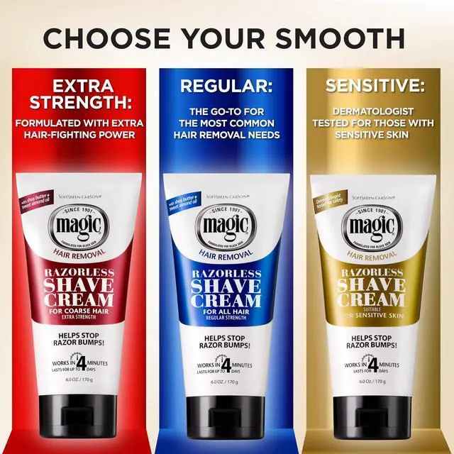 Alt view image 5 of 7 - Carson Magic Razorless Shaving Cream, Depilatory Hair Removal Cream for Body Hair, Regular Strength, Works in 4 Minutes, 2 Count