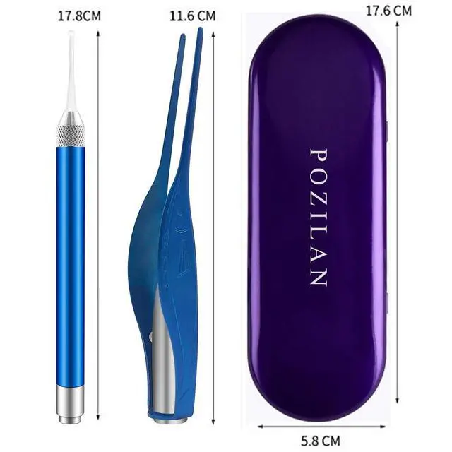 Alt view image 7 of 7 - Ear Picker Tweezers with LED Light - 8 Pack Ear Wax Removal Tool Cleaner Kit for Kids and Adults, Earwax Spoon Digger & Tweezers for Ear Cleaning Tool Gift Set