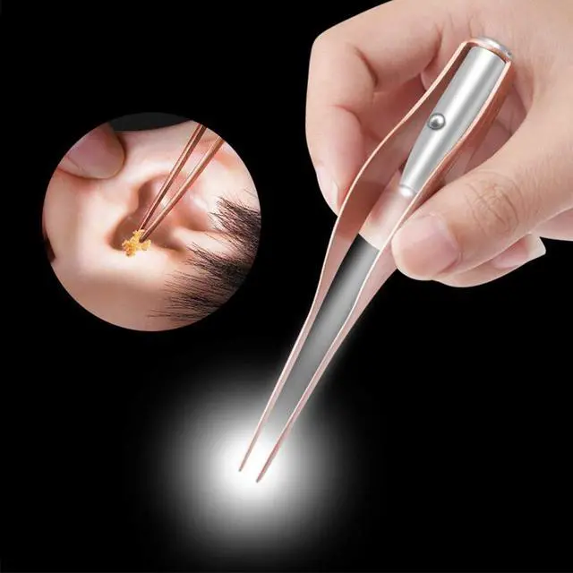 Alt view image 3 of 7 - Ear Picker Tweezers with LED Light - 8 Pack Ear Wax Removal Tool Cleaner Kit for Kids and Adults, Earwax Spoon Digger & Tweezers for Ear Cleaning Tool Gift Set