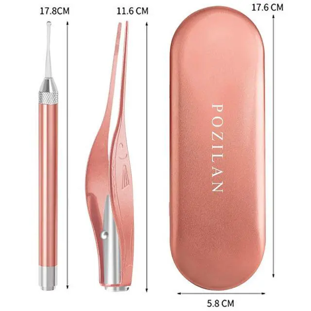 Alt view image 7 of 7 - Ear Picker Tweezers with LED Light - 8 Pack Ear Wax Removal Tool Cleaner Kit for Kids and Adults, Earwax Spoon Digger & Tweezers for Ear Cleaning Tool Gift Set