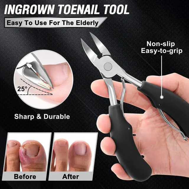 Alt view image 3 of 7 - Toenail Clippers for Seniors Thick Toenails, Aucurwen Heavy Duty Toe Nail Clippers Adult Thick Nails Long Handle, Large Toenail Clippers for Thick Nails 7Pcs