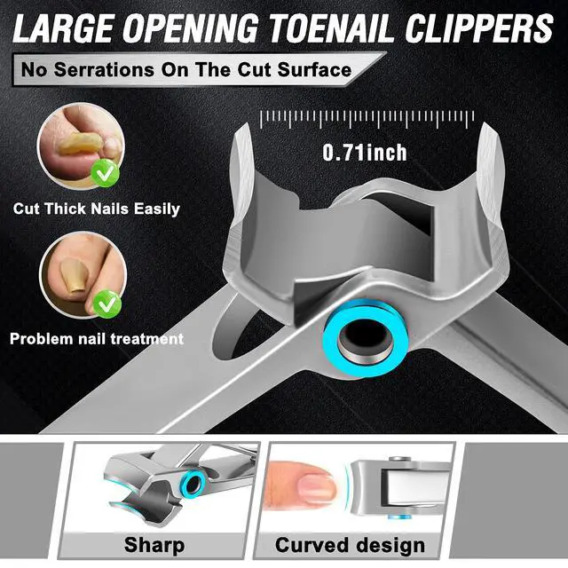 Alt view image 4 of 7 - Toenail Clippers for Seniors Thick Toenails, Aucurwen Heavy Duty Toe Nail Clippers Adult Thick Nails Long Handle, Large Toenail Clippers for Thick Nails 7Pcs