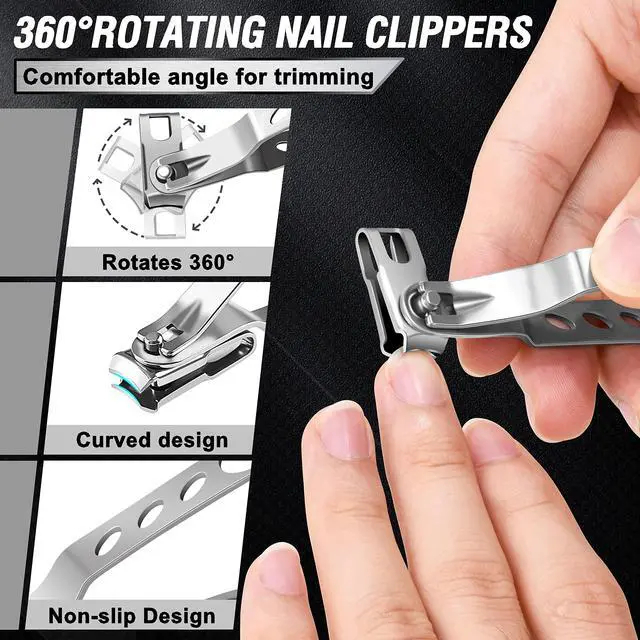 Alt view image 5 of 7 - Toenail Clippers for Seniors Thick Toenails, Aucurwen Heavy Duty Toe Nail Clippers Adult Thick Nails Long Handle, Large Toenail Clippers for Thick Nails 7Pcs