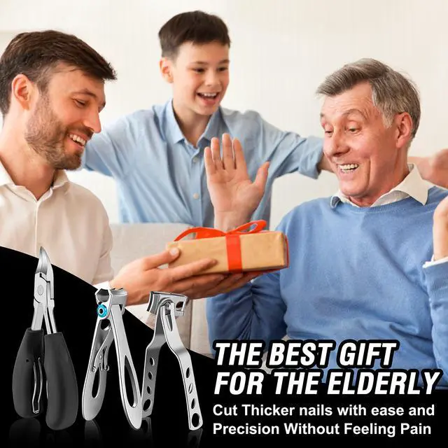 Alt view image 7 of 7 - Toenail Clippers for Seniors Thick Toenails, Aucurwen Heavy Duty Toe Nail Clippers Adult Thick Nails Long Handle, Large Toenail Clippers for Thick Nails 7Pcs