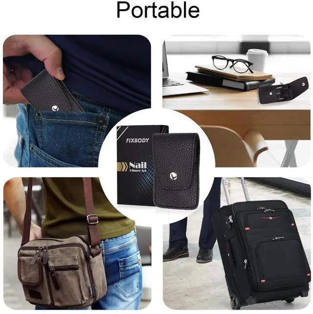 Alt view image 7 of 7 - Nail Clipper Set, Ultra Sharp Black Stainless Steel Fingernail & Toenail Clipper with Nail File & Leather Travel Case, Great for Father's Day A Thoughtful Present for Men and Women