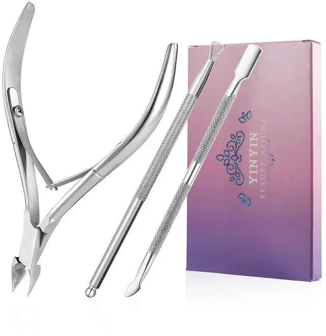 Main image of Cuticle Trimmer with Cuticle Pusher and Cutter, Professional Stainless Steel Nippers, Cutter Clippers, Cuticle Remover, Pedicure Manicure Tools for Fingernails and Toenails, Sliver