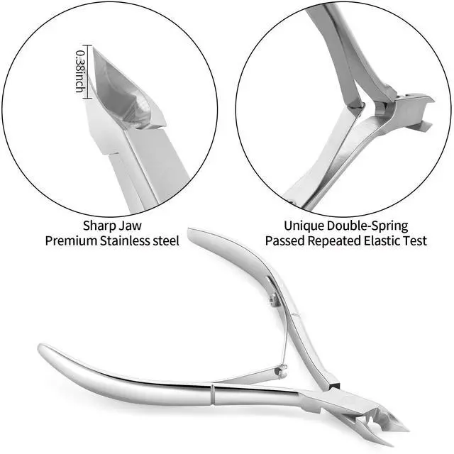 Alt view image 2 of 7 - Cuticle Trimmer with Cuticle Pusher and Cutter, Professional Stainless Steel Nippers, Cutter Clippers, Cuticle Remover, Pedicure Manicure Tools for Fingernails and Toenails, Sliver
