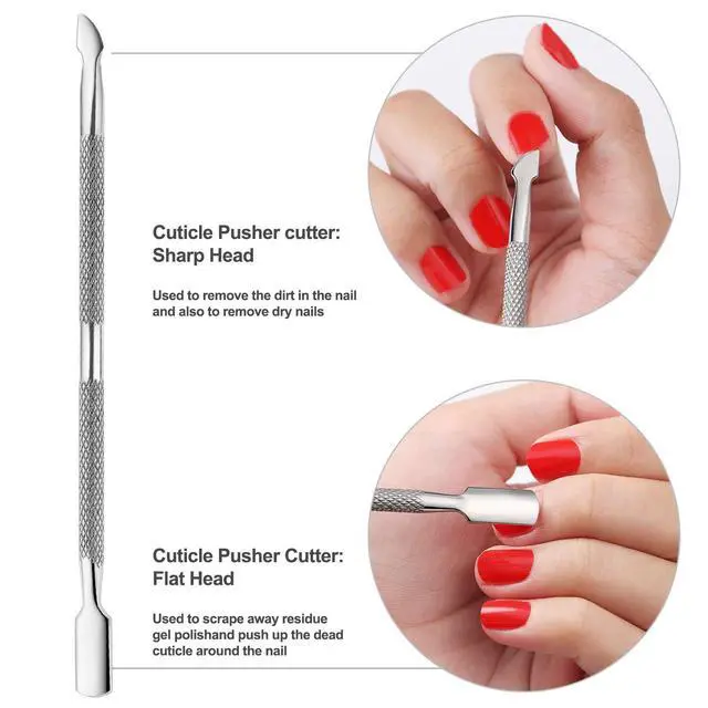 Alt view image 5 of 7 - Cuticle Trimmer with Cuticle Pusher and Cutter, Professional Stainless Steel Nippers, Cutter Clippers, Cuticle Remover, Pedicure Manicure Tools for Fingernails and Toenails, Sliver