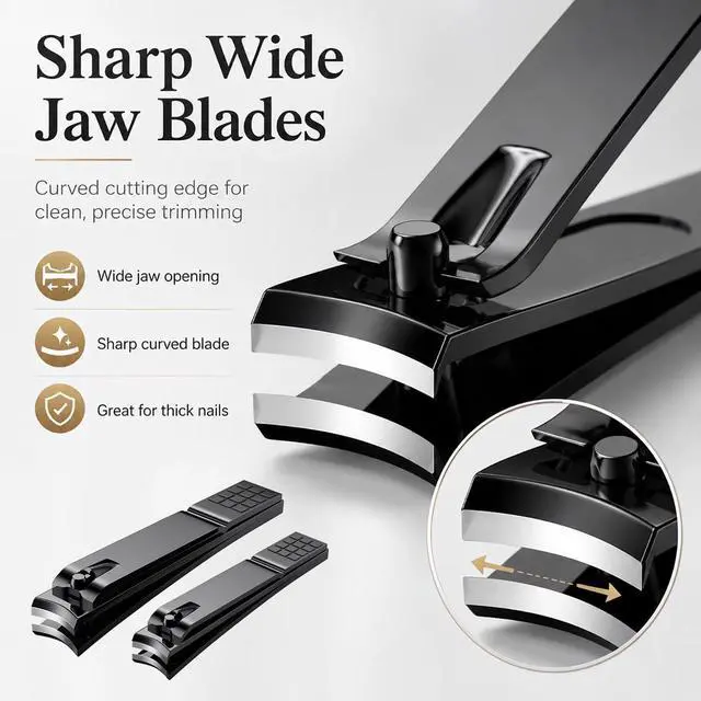 Alt view image 2 of 7 - Nail Clippers Set, Toenail Clippers & Fingernail Clipper Cutters, Ultra Sharp Stainless Steel Tools, Wide Jaw for Thick Nails, Heavy Duty Manicure Kit for Men Women Seniors