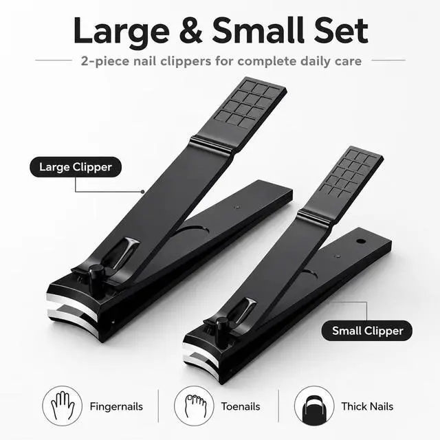 Alt view image 4 of 7 - Nail Clippers Set, Toenail Clippers & Fingernail Clipper Cutters, Ultra Sharp Stainless Steel Tools, Wide Jaw for Thick Nails, Heavy Duty Manicure Kit for Men Women Seniors
