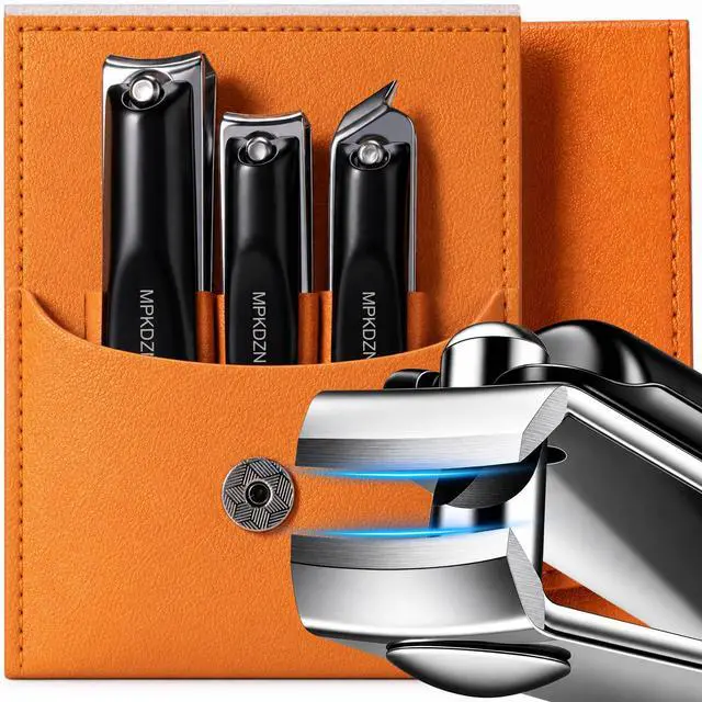 Main image of Upgraded 20% Ultra Sharper All-in-One Fingernail and Toenail Clippers, 15% Thicker Sturdy DE-420J2 Stainless Steel, Great Gifts Nail Clippers for Seniors Toe Nail Clippers Case (3-in-1 Black)