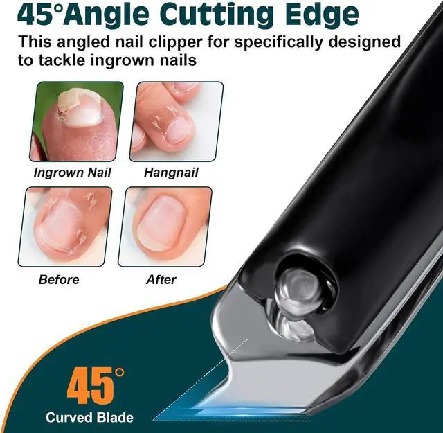 Alt view image 3 of 7 - Upgraded 20% Ultra Sharper All-in-One Fingernail and Toenail Clippers, 15% Thicker Sturdy DE-420J2 Stainless Steel, Great Gifts Nail Clippers for Seniors Toe Nail Clippers Case (3-in-1 Black)