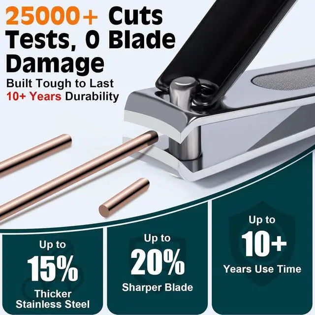 Alt view image 5 of 7 - Upgraded 20% Ultra Sharper All-in-One Fingernail and Toenail Clippers, 15% Thicker Sturdy DE-420J2 Stainless Steel, Great Gifts Nail Clippers for Seniors Toe Nail Clippers Case (3-in-1 Black)