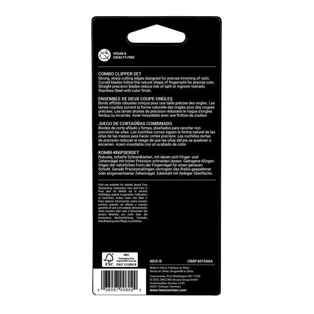 Alt view image 7 of 7 - Stainless Steel Combo Set with Fingernail and Toenail Clippers