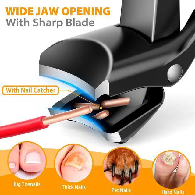 Alt view image 2 of 5 - Toenail Clippers for Seniors, Long Handled Curved Head Nail Clippers with Catcher, Ultra-Sharp Heavy Duty for Thick Nails, Ergonomic Design for Men & Women, 18-Month Replacement Warranty
