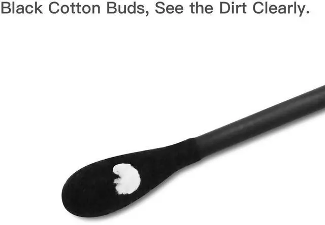 Alt view image 3 of 7 - 200 Count Black Cotton Swabs, Natural Black Double Tipped Cotton Buds, Cruelty-Free Ear Swabs, Chlorine-Free Hypoallergenic