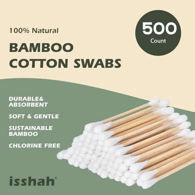 Alt view image 2 of 7 - Double Tips Bamboo Cotton Swabs - 500 Count - FSC Certified