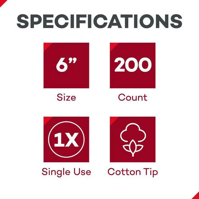 Alt view image 2 of 7 - 6" Cotton-Tipped Wood Applicators 200 Sterile Cotton-Tipped Applicators for Application of Medication, Cleaning Skin, Arts, Crafts and More (Box of 200)