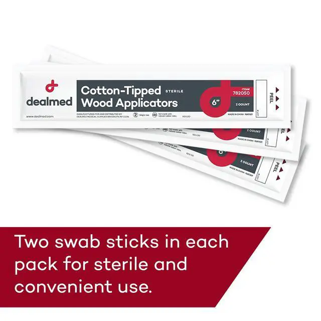 Alt view image 4 of 7 - 6" Cotton-Tipped Wood Applicators 200 Sterile Cotton-Tipped Applicators for Application of Medication, Cleaning Skin, Arts, Crafts and More (Box of 200)