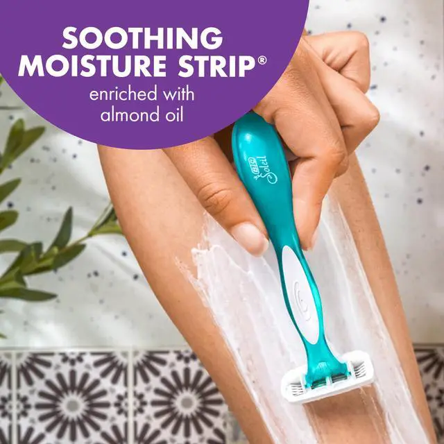 Alt view image 4 of 7 - Soleil 4 Escape Women's Disposable 4-Blade Razors, Lavender & Eucalyptus Scented Handles for Smooth Shaving, 4-Pack