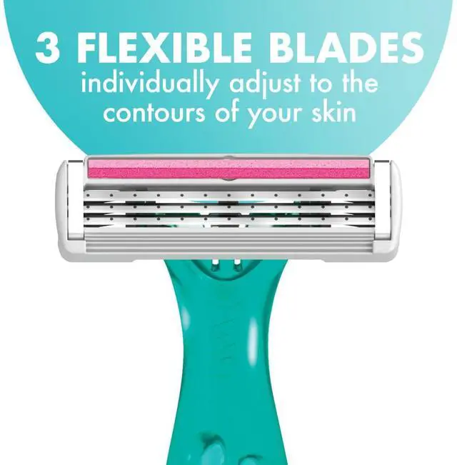 Alt view image 4 of 7 - Soleil 3 Simply Women's Disposable 3-Blade Razors, Aloe Moisture Strip, Floral Handles, College Dorm Room Essential, Shower Caddy and Toiletry Bag Ready, 5-Pack