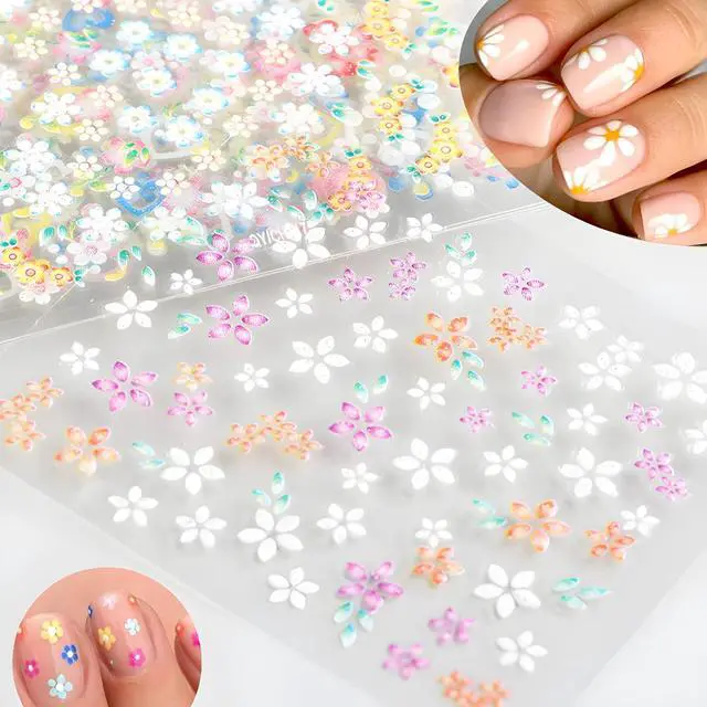 Alt view image 3 of 7 - Colorful Cute Daisy, Floral, Heart, Flower Nail Art Stickers Decals, 3D Self Adhesive Supplies, Design Decoration Accessories for Women and Girls, 30 Sheets