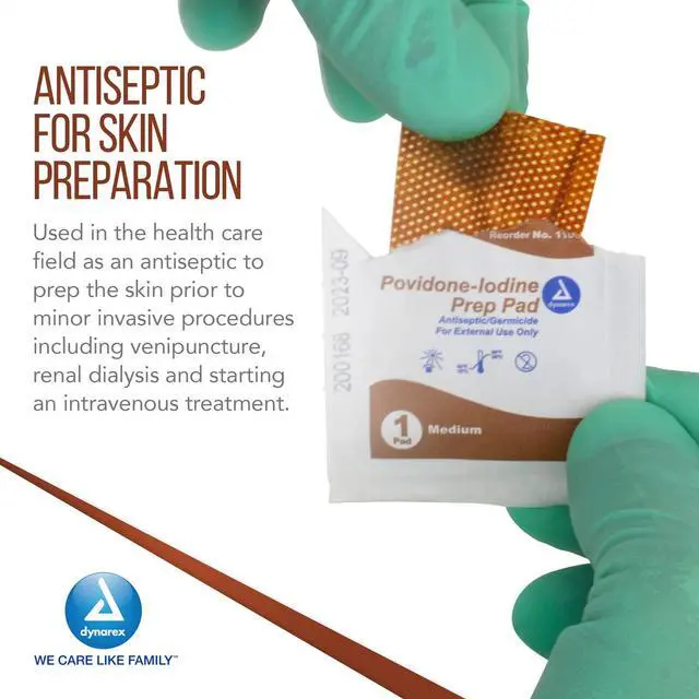 Alt view image 3 of 7 - Povidone-Iodine Prep Pads, Saturated with Povidone Iodine 10%, Medical-Grade Antiseptic Wipes for Prepping prior Minor Procedures, Medium, 1 Case of 100 Prep Pads