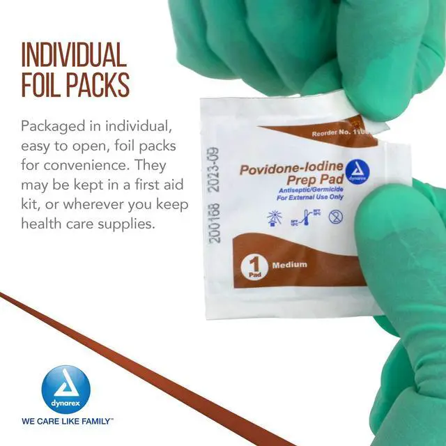 Alt view image 4 of 7 - Povidone-Iodine Prep Pads, Saturated with Povidone Iodine 10%, Medical-Grade Antiseptic Wipes for Prepping prior Minor Procedures, Medium, 1 Case of 100 Prep Pads