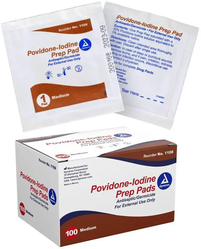Main image of Povidone-Iodine Prep Pads, Saturated with Povidone Iodine 10%, Medical-Grade Antiseptic Wipes for Prepping prior Minor Procedures, Medium, 1 Case of 100 Prep Pads