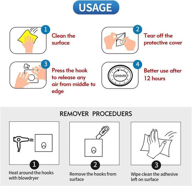Alt view image 3 of 6 - Adhesive Hooks Kitchen Wall Hooks - 24 Packs Heavy Duty 24lb(Max) Nail Free Transparent,Waterproof,Sticky Stainless Hangers for Keys,Bathroom, Shower, Outdoor, Kitchen,Door,Home Improvement,Utility