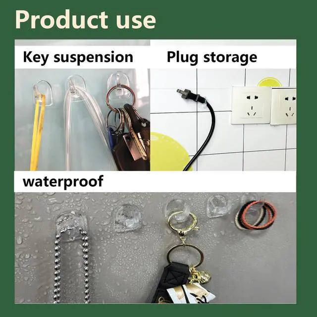 Alt view image 4 of 7 - 30 PCS Clear Adhesive Wall Hooks - Transparent Acrylic, Reusable & Non - Marking. Ideal for Kitchen, Bath, Bedroom & Office