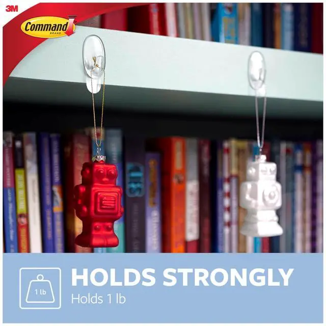 Alt view image 3 of 7 - Small Clear Oval Hooks, Indoor Use, 2-Hooks, 4-Strips, Decorate Damage-Free