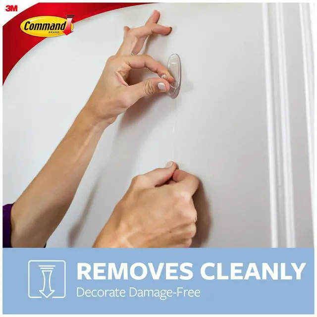 Alt view image 5 of 7 - Small Clear Oval Hooks, Indoor Use, 2-Hooks, 4-Strips, Decorate Damage-Free