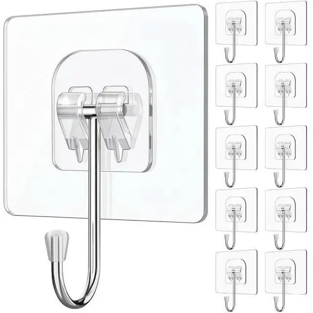 Main image of 8 Pack Heavy-Duty Wreath Hangers for Front Door Seasonal Christmas & Halloween Decorations, Over-The-Door Hooks Organizer, Clear Adhesive Hooks
