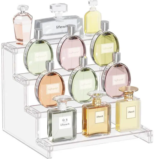 Main image of Lifewit Perfume Organizer, Bedroom Decor, Cologne Cupcake Stand, Tool-Free Assembly, Makeup Display Shelf for Vanity Bathroom Counter Storage, Clear, 23 cm/9", 1 Pcs