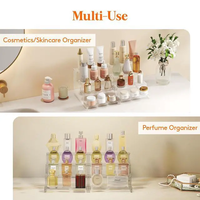 Alt view image 2 of 7 - Lifewit Perfume Organizer, Bedroom Decor, Cologne Cupcake Stand, Tool-Free Assembly, Makeup Display Shelf for Vanity Bathroom Counter Storage, Clear, 23 cm/9", 1 Pcs