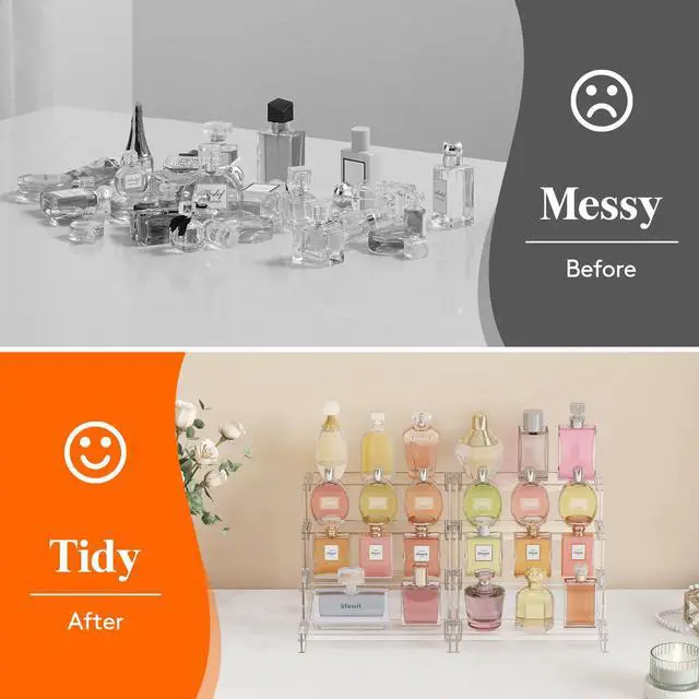 Alt view image 3 of 7 - Lifewit Perfume Organizer, Bedroom Decor, Cologne Cupcake Stand, Tool-Free Assembly, Makeup Display Shelf for Vanity Bathroom Counter Storage, Clear, 23 cm/9", 1 Pcs